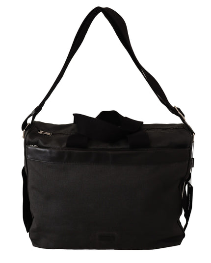 Dolce & Gabbana Black Denim Leather Shoulder Strap Messenger Bag