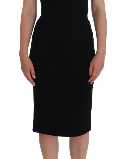 Dolce & Gabbana Black Stretch Crystal Sheath Gown Dress
