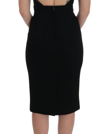 Dolce & Gabbana Black Stretch Crystal Sheath Gown Dress