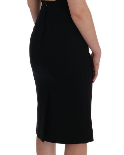 Dolce & Gabbana Black Stretch Crystal Sheath Gown Dress