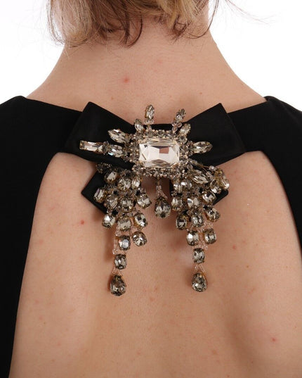 Dolce & Gabbana Black Stretch Crystal Sheath Gown Dress