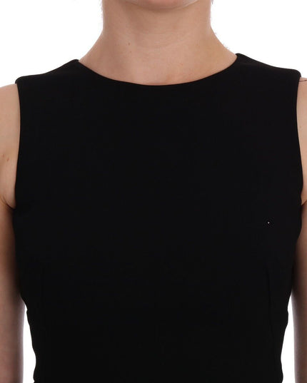 Dolce & Gabbana Black Stretch Crystal Sheath Gown Dress