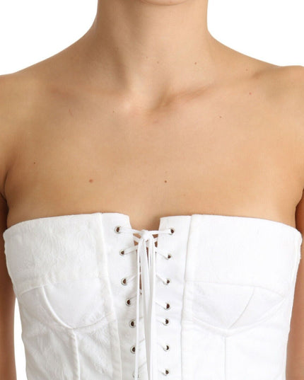 Dolce & Gabbana White PALERMO Bustier Cotton Top Corset
