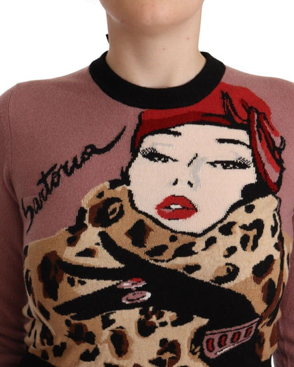 Dolce & Gabbana Pink Cashmere Crewneck Sartoria Pullover Sweater