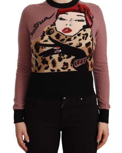 Dolce & Gabbana Pink Cashmere Crewneck Sartoria Pullover Sweater