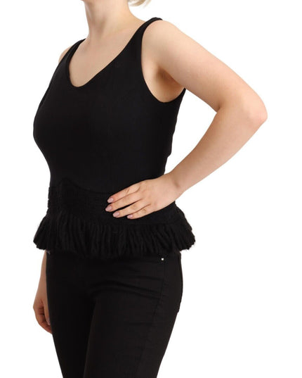 Ermanno Scervino Black Cotton Sleevelesss Tank Casual Top