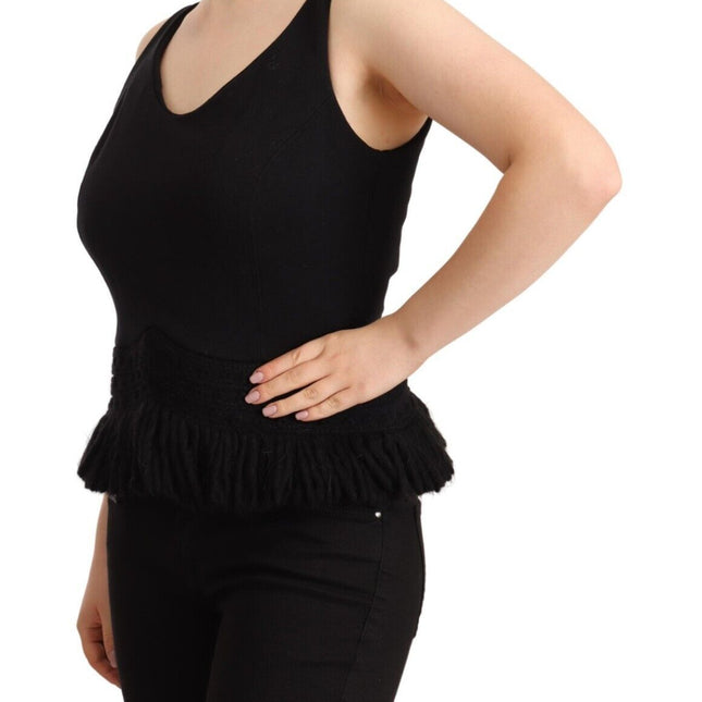 Ermanno Scervino Black Cotton Sleevelesss Tank Casual Top