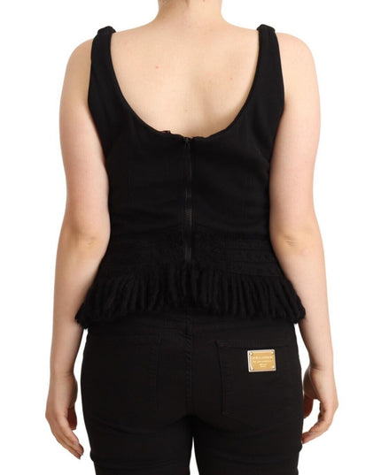 Ermanno Scervino Black Cotton Sleevelesss Tank Casual Top