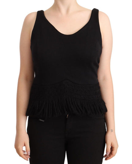 Ermanno Scervino Black Cotton Sleevelesss Tank Casual Top