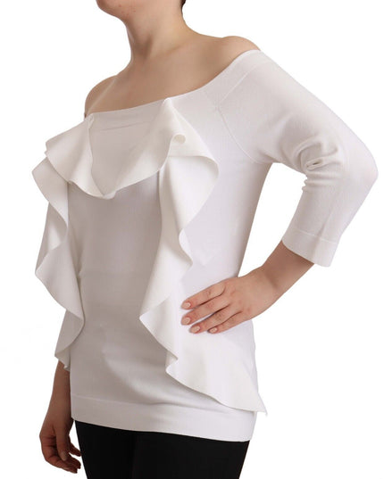 EXTERIOR White Long Sleeves Off Shoulder Women Top Blouse