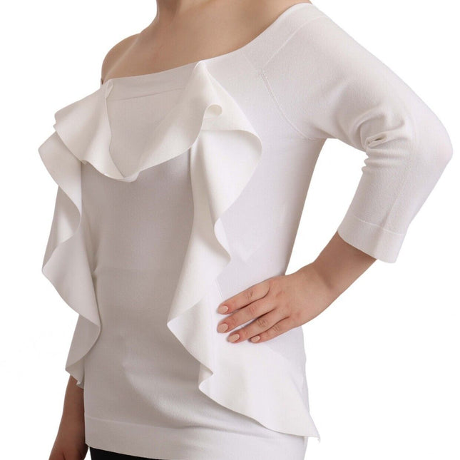 EXTERIOR White Long Sleeves Off Shoulder Women Top Blouse