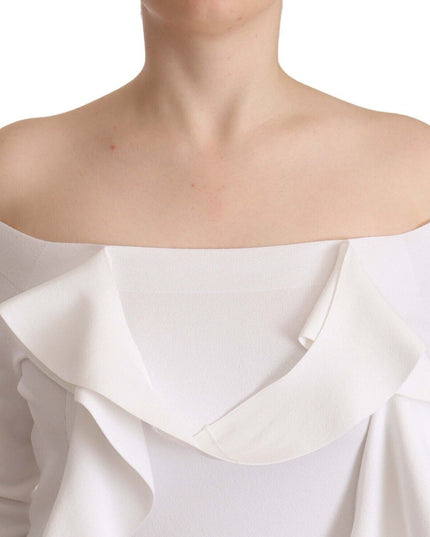 EXTERIOR White Long Sleeves Off Shoulder Women Top Blouse