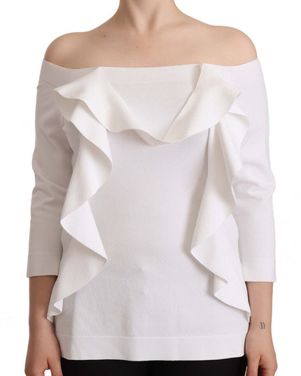 EXTERIOR White Long Sleeves Off Shoulder Women Top Blouse