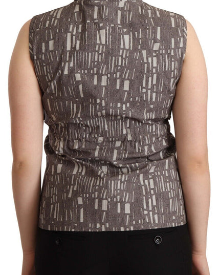 Comeforbreakfast Brown Black Vest Leather Sleeveless Top Blouse