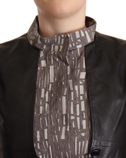 Comeforbreakfast Brown Black Vest Leather Sleeveless Top Blouse