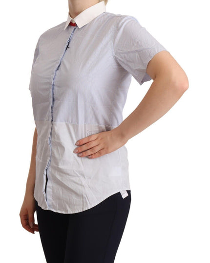 AGLINI Light Blue Cotton Short Sleeves Collared Polo Top