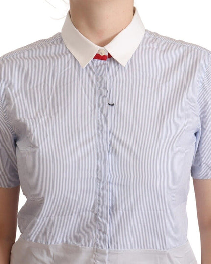 AGLINI Light Blue Cotton Short Sleeves Collared Polo Top