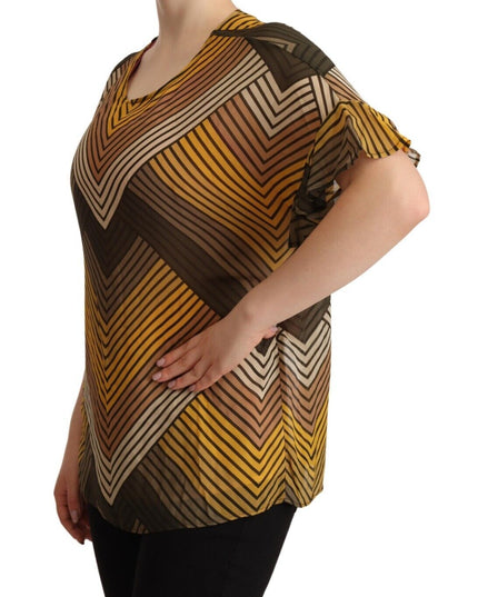 Twinset Multicolor Stripes Short Sleeves Round Neck Top Blouse