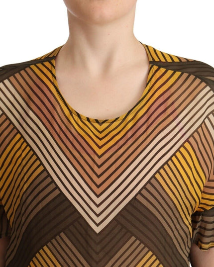 Twinset Multicolor Stripes Short Sleeves Round Neck Top Blouse