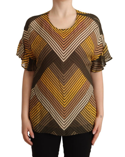 Twinset Multicolor Stripes Short Sleeves Round Neck Top Blouse