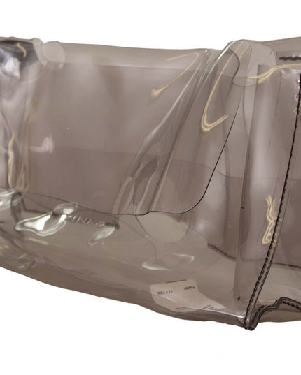 PINKO Black Clear Plastic Transparent Pouch Purse Clutch Bag