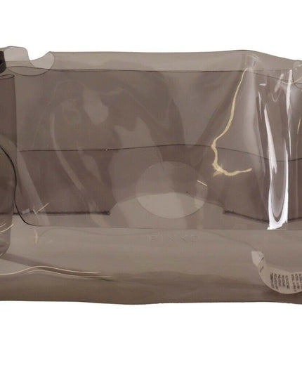 PINKO Black Clear Plastic Transparent Pouch Purse Clutch Bag