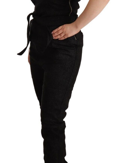 La Maison du Couturier Black Spaghetti Strap Jumpsuit Dress