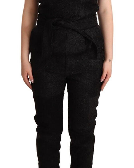 La Maison du Couturier Black Spaghetti Strap Jumpsuit Dress