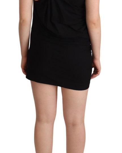 Roberto Cavalli Black Sleeveless Cotton Sheath Mini Dress