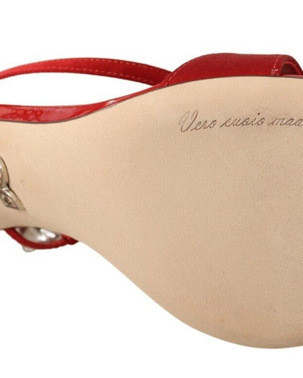 Dolce & Gabbana Red Satin Crystals Sandals Keira Heels Shoes