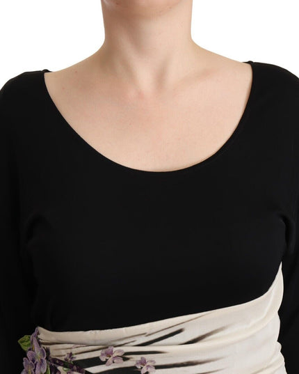 Roberto Cavalli Black Silver Sheath Knee Length Dress