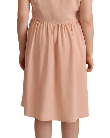 Twinset Beige Polyester Sleeveless Shift Knee Length Dress