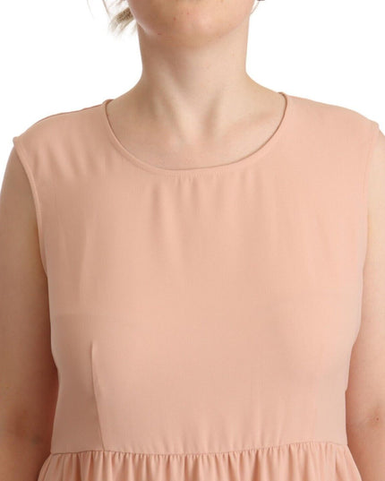 Twinset Beige Polyester Sleeveless Shift Knee Length Dress