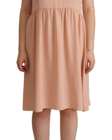 Twinset Beige Polyester Sleeveless Shift Knee Length Dress