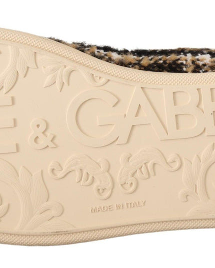 Dolce & Gabbana Beige Brown Wool Cotton High Top Sneakers