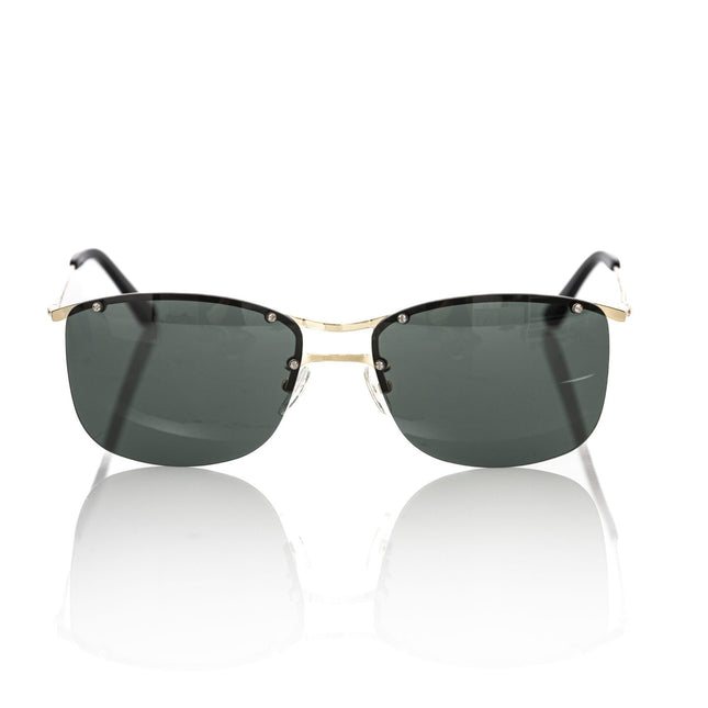 Frankie Morello Black Metallic Fibre Men Sunglasses