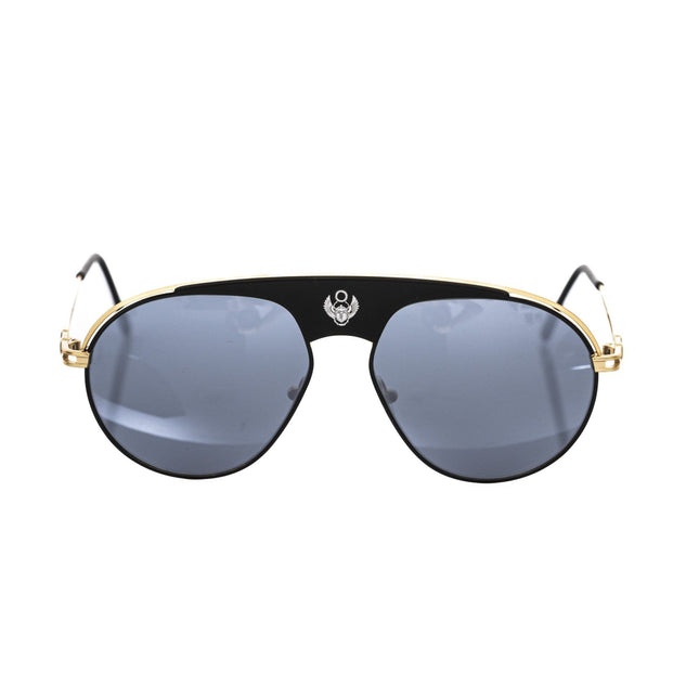 Frankie Morello Black Metallic Fiber Men Sunglasses