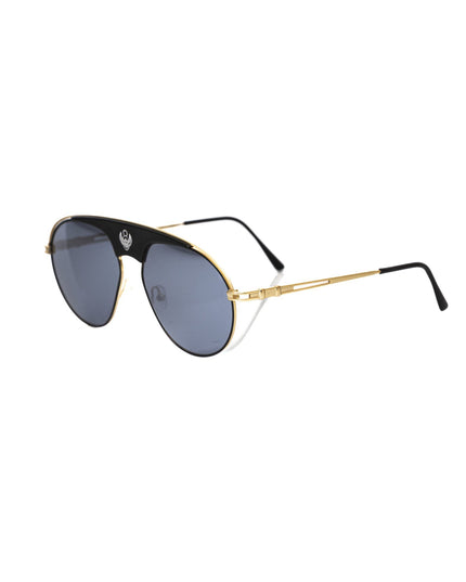 Frankie Morello Black Metallic Men's Sunglass Shield