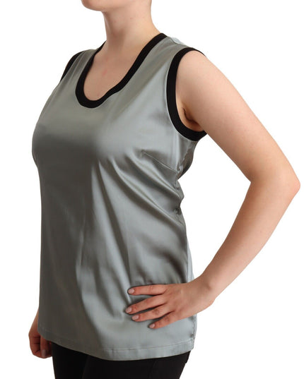 Dolce & Gabbana Silver Round Neck Sleeveless Casual Tank Top