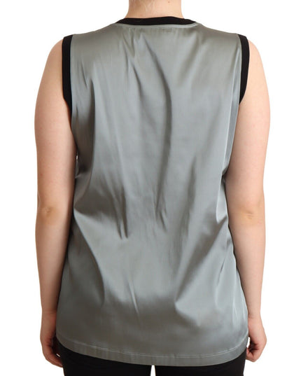 Dolce & Gabbana Silver Round Neck Sleeveless Casual Tank Top