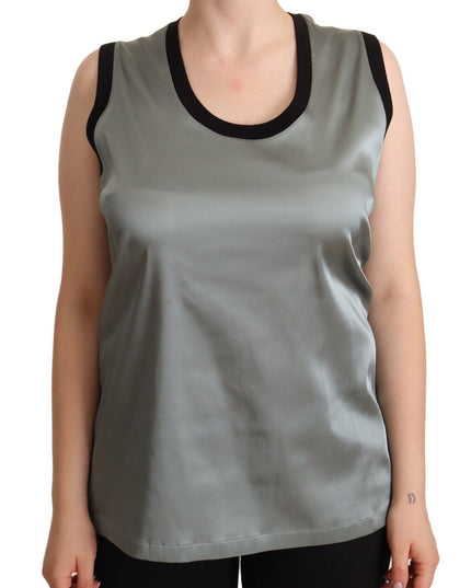 Dolce & Gabbana Silver Round Neck Sleeveless Casual Tank Top