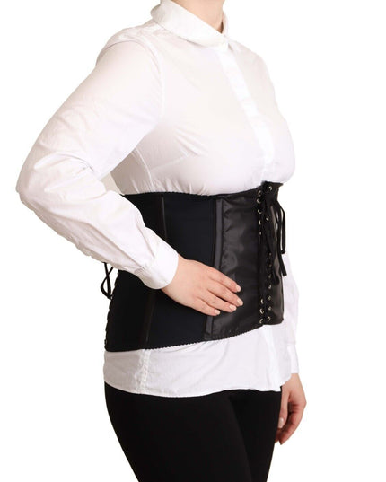 Dolce & Gabbana Black Corset Belt Stretch Waist Strap Top
