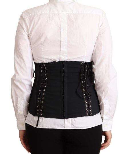 Dolce & Gabbana Black Corset Belt Stretch Waist Strap Top