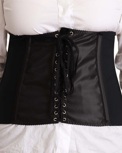 Dolce & Gabbana Black Corset Belt Stretch Waist Strap Top