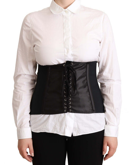 Dolce & Gabbana Black Corset Belt Stretch Waist Strap Top