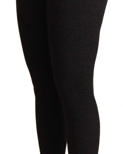 Dolce & Gabbana Black Virgin Wool Stretch Waist Tights Pants