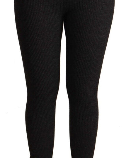 Dolce & Gabbana Black Virgin Wool Stretch Waist Tights Pants
