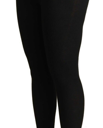 Dolce & Gabbana Black Cashmere Stretch Waist Tights Pants