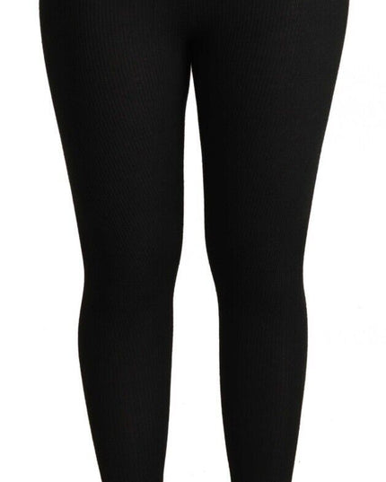 Dolce & Gabbana Black Cashmere Stretch Waist Tights Pants
