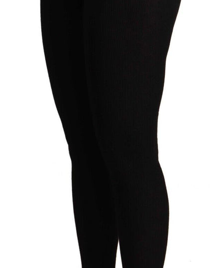 Dolce & Gabbana Black Cashmere Stretch Waist Tights Pants
